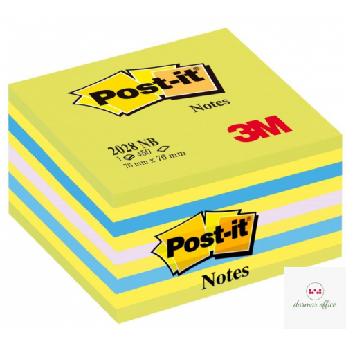 Bloczek 3M POST-IT 2028-NB 76x76mm niebiesko-zielony 400k FT510093253