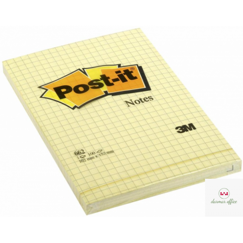 Bloczek 3M POST-IT 662 102x152mm żółte 100k kratka FT510010638