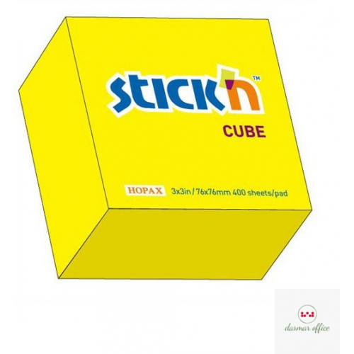 Bloczek STICK"N 76x76mm 400k żółty neonowy 21010
