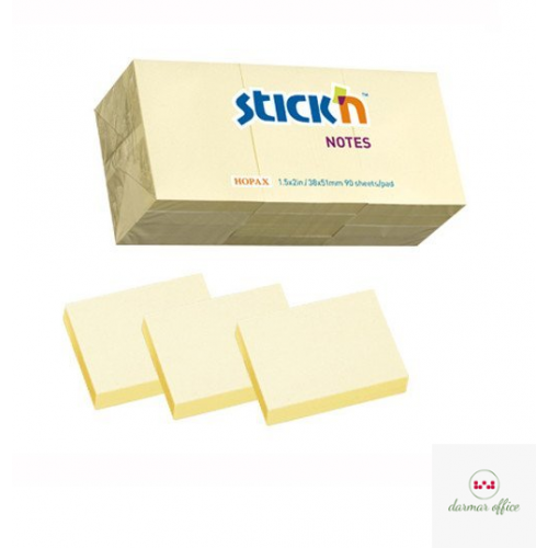 Bloczki STICK"N 38x51mm żółty pastele 12bloczków x 100 kartek 21530