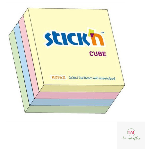 Bloczek STICKN 76x76mm 400k mix 4 kolory pastelowe 21013