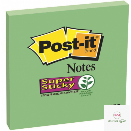 Bloczek samoprzylepny POST-IT_ Super Sticky (654-6SS-AW), 76x76mm, 1x90 kartek, zielony