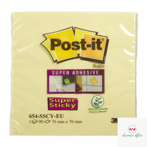Bloczek 3M POST-IT 76x76mm żółty 90k Super Sticky 70005197911