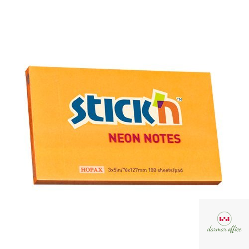 Bloczek STICK"N 127x76mm pomarańczowy neonowy 100k 21168 STICK"N