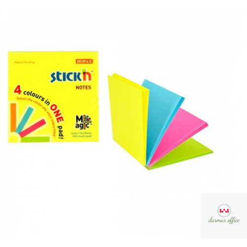 Bloczek STICK"N MAGIC PAD 76x76mm neon mix kolorów 21571