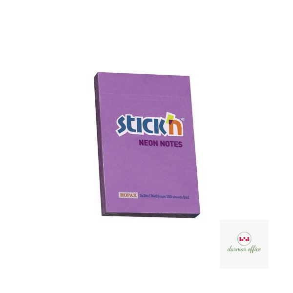 Bloczek STICK"N 76X51mm fioletowy neon 100k 21208 STICK"N