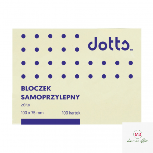 Bloczek samoprzylepny DOTTS 75x100 żółty 100 kartek (NS100/75/D)