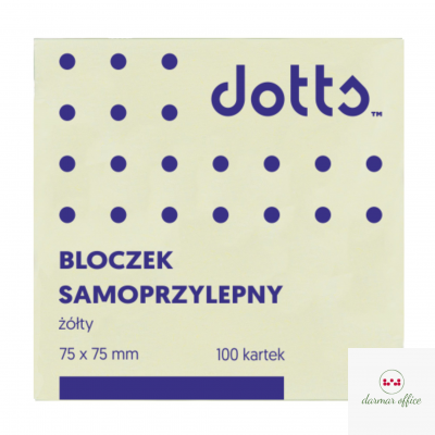 Bloczek samoprzylepny DOTTS 75x75 żółty 100 kartek (HNS75/75/D)