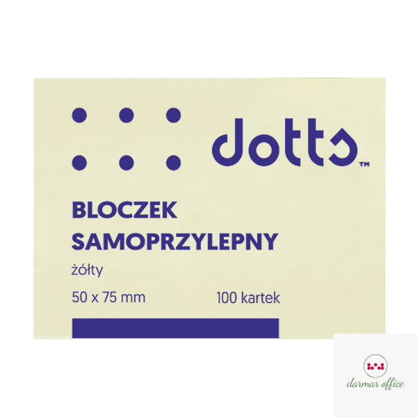 Bloczek samoprzylepny DOTTS 50x75 żółty 100 kartek (NS50/75/D)