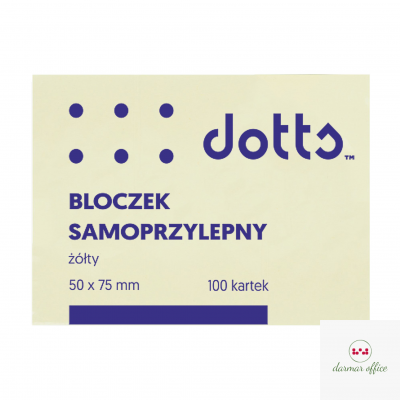 Bloczek samoprzylepny DOTTS 50x75 żółty 100 kartek (NS50/75/D)