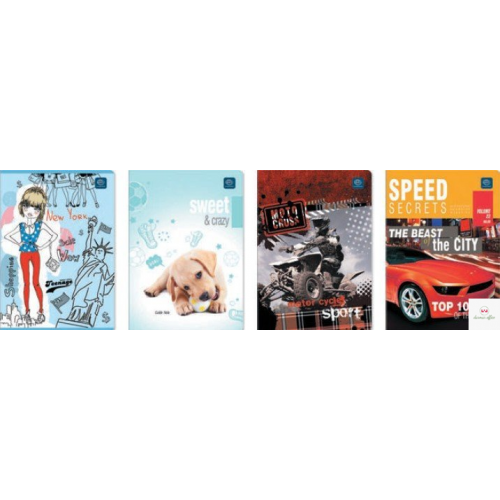 Zeszyt A5 16k 3linia kolorowa mix INTERDRUK