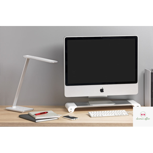 Lampka biurkowa UNILUX JAZZ, QI biało-srebrna, dotykowy włącznik, z ładowarką, 400093836