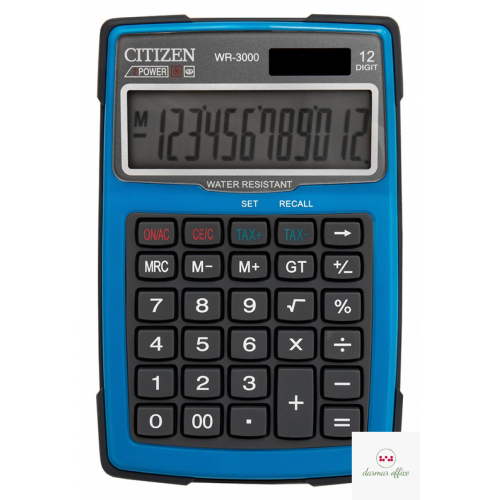 Kalkulator wodoodporny CITIZEN WR-3000, 152x105mm, niebieski