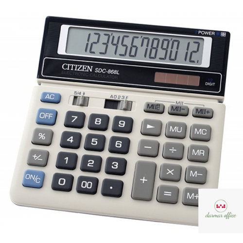 Kalkulator biurowy CITIZEN SDC-868L, 12-cyfrowy, 154x152mm, czarno-biały