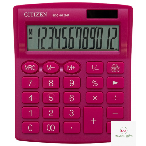 Kalkulator biurowy CITIZEN SDC-812NRPKE, 12-cyfrowy, 127x105mm, różowy