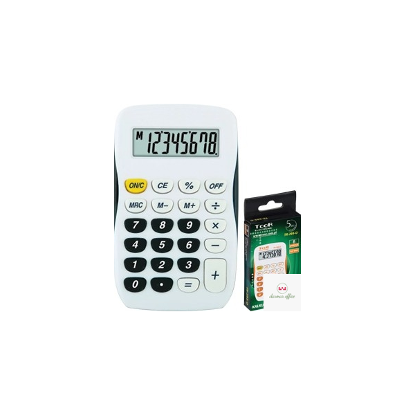 Kalkulator TOOR TR-295-K BIAŁO-CZARNY, 8 pozycyjny, kieszonkowy 120-1769
