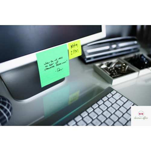 Bloczek samoprzylepny POST-IT_ Super Sticky w linie, (675-SS3-MIA), 101x101mm, 3x70 kart., paleta Miami