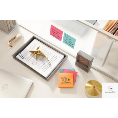 Bloczek samoprzylepny POST-IT_ Super Sticky w linie, (675-SS3-MIA), 101x101mm, 3x70 kart., paleta Miami