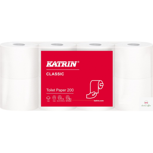 Papier toaletowy, małe rolki KATRIN CLASSIC Toilet 200, 104749, opakowanie: 8 rolek