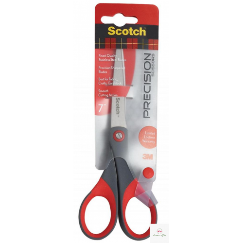 Nożyczki biurowe SCOTCH_ (1447), precyzyjne, 18cm, czerwono-szare