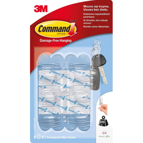 Haki wielokrotnego użytku COMMAND_ (17006 CLR), małe, 6szt., transparentne