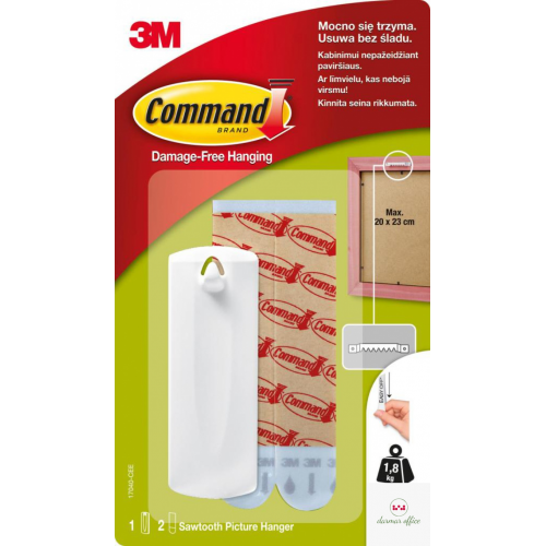Haczyki Command_ (17040 PL), do ramek z uchwytem, 1 haczyk i 2 duże paski, białe