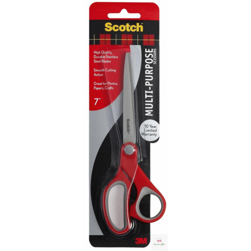 Nożyczki biurowe SCOTCH (1427), 18cm ergonomiczne, czerwono-szare