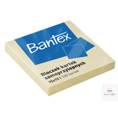 Bloczek samoprzylepne 75x75mm, 100 kartek, żółty BANTEX 400086384