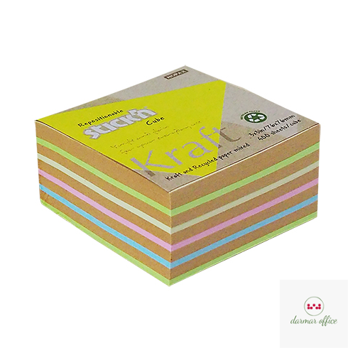 Notes kostka kraft 76x76mm, 5 kolorów, 400 kart. Stick"n 21824