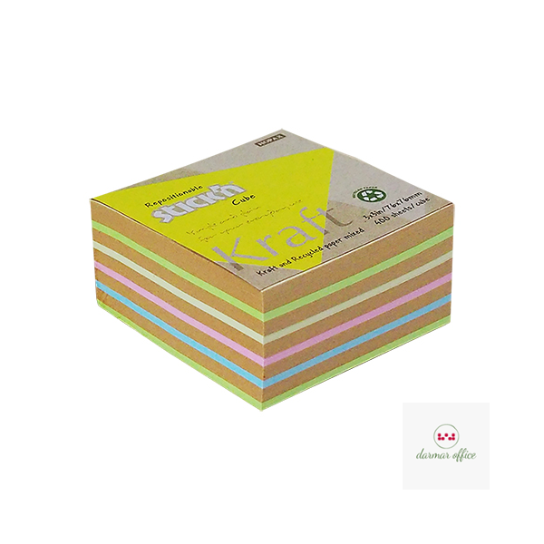 Notes kostka kraft 76x76mm, 5 kolorów, 400 kart. Stick"n 21824