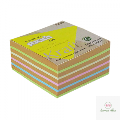 Notes kostka kraft 76x76mm, 5 kolorów, 400 kart. Stick"n 21824