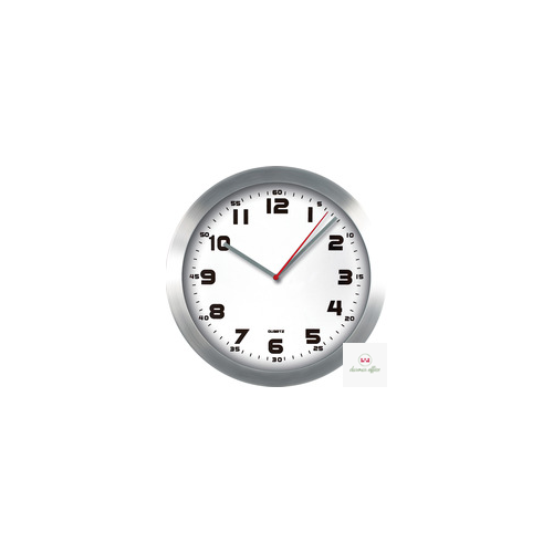 Zegar ścienny aluminiowy 29,5cm, srebrny z czarną tarczą  MPM E01.2483.7090