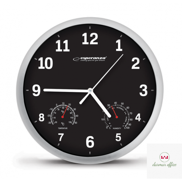 Zegar ścienny LYON czarny EHC016K ESPERANZA