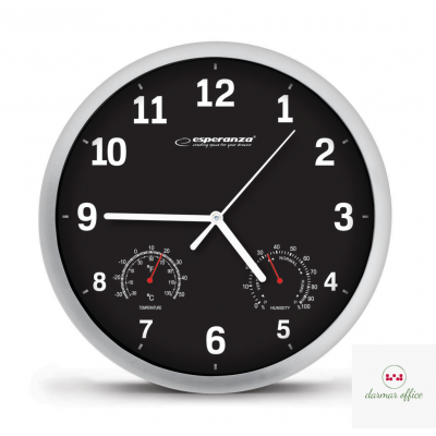 Zegar ścienny LYON czarny EHC016K ESPERANZA