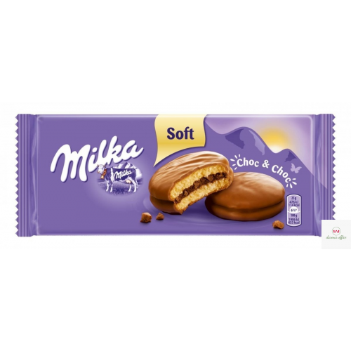 Ciastka MILKA Choc&Choc biszkoptowe z nadzieniem kakaowym i kaw. czeko.