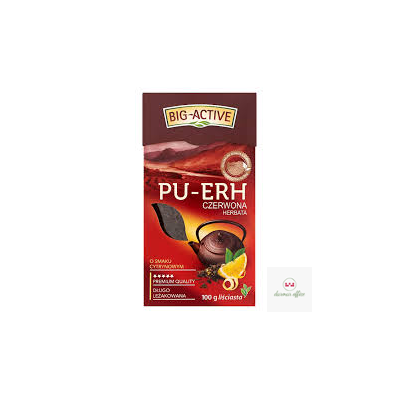 Herbata BIG-ACTIVE PU-ERH czerwona liściasta o smaku cytrynowym 100g