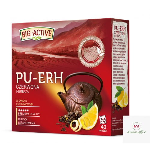 Herbata BIG-ACTIVE PU-ERH czerwona o smaku cytrynowym 40t 1,8g