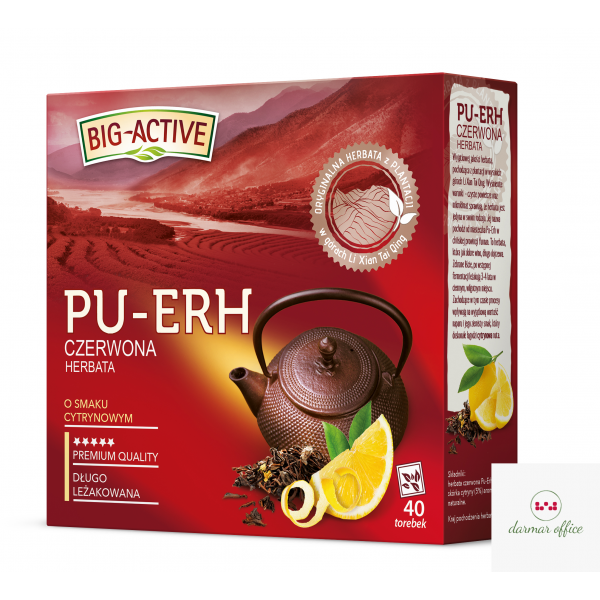 Herbata BIG-ACTIVE PU-ERH czerwona o smaku cytrynowym 40t 1,8g