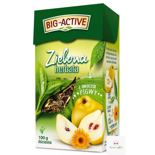 Herbata BIG-ACTIVE zielona liściasta z owocem pigwy 100g