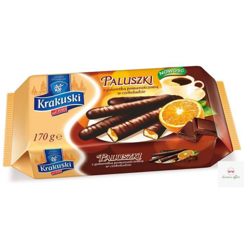 Ciastka BAHLSEN KRAKUSKI paluszki z galaretką pomarańcza w czek. 144g