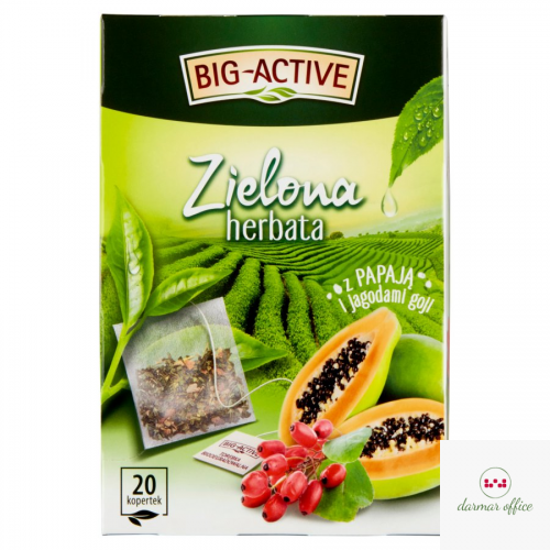 Herbata BIG-ACTIVE PAPAJA JAGODA GOJI zielona 20 kopert/34g