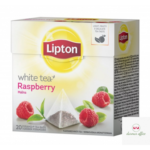 Herbata LIPTON PIRAMID malina (20 saszetek) biała