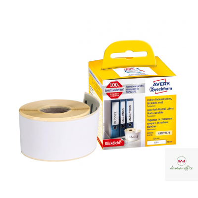 Etykiety na sergregator AS0722470 38x190 110 et. w rolce do termodruku, białe, Avery Zweckform