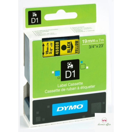 Taśma DYMO D1 - 19 mm x 7 m, czarny / żółty S0720880 do drukarek etykiet
