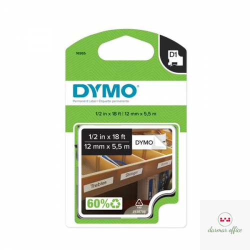 Taśma DYMO D1 Durable - 12 mm x 5,5 M - czarny/biały 1978364 do drukarek etykiet