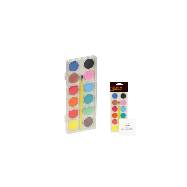Farby wodne zestaw ekonomiczny, 12 kolorów FIORELLO 170-1551