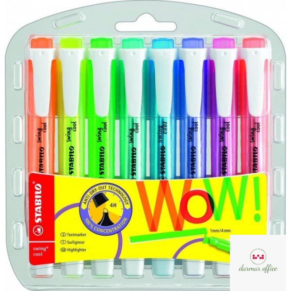 Zakreślacz STABILO SWING COOL zestaw 8szt. w etui 275/8-3