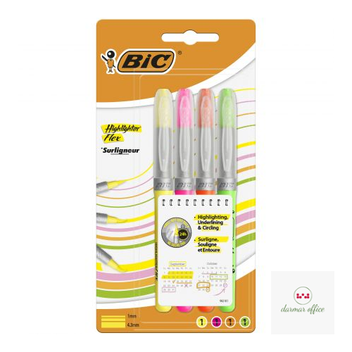 Zakreślacze BIC Highlighter Flex mix AST Etui 4szt, 950470