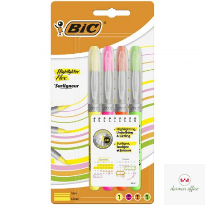 Zakreślacze BIC Highlighter Flex mix AST Etui 4szt, 950470