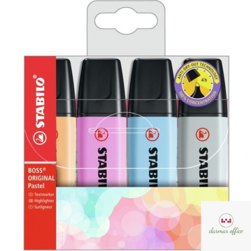 Zakreslacz STABILO BOSS pastel etui 4 szt nowe kolory 70/4-4